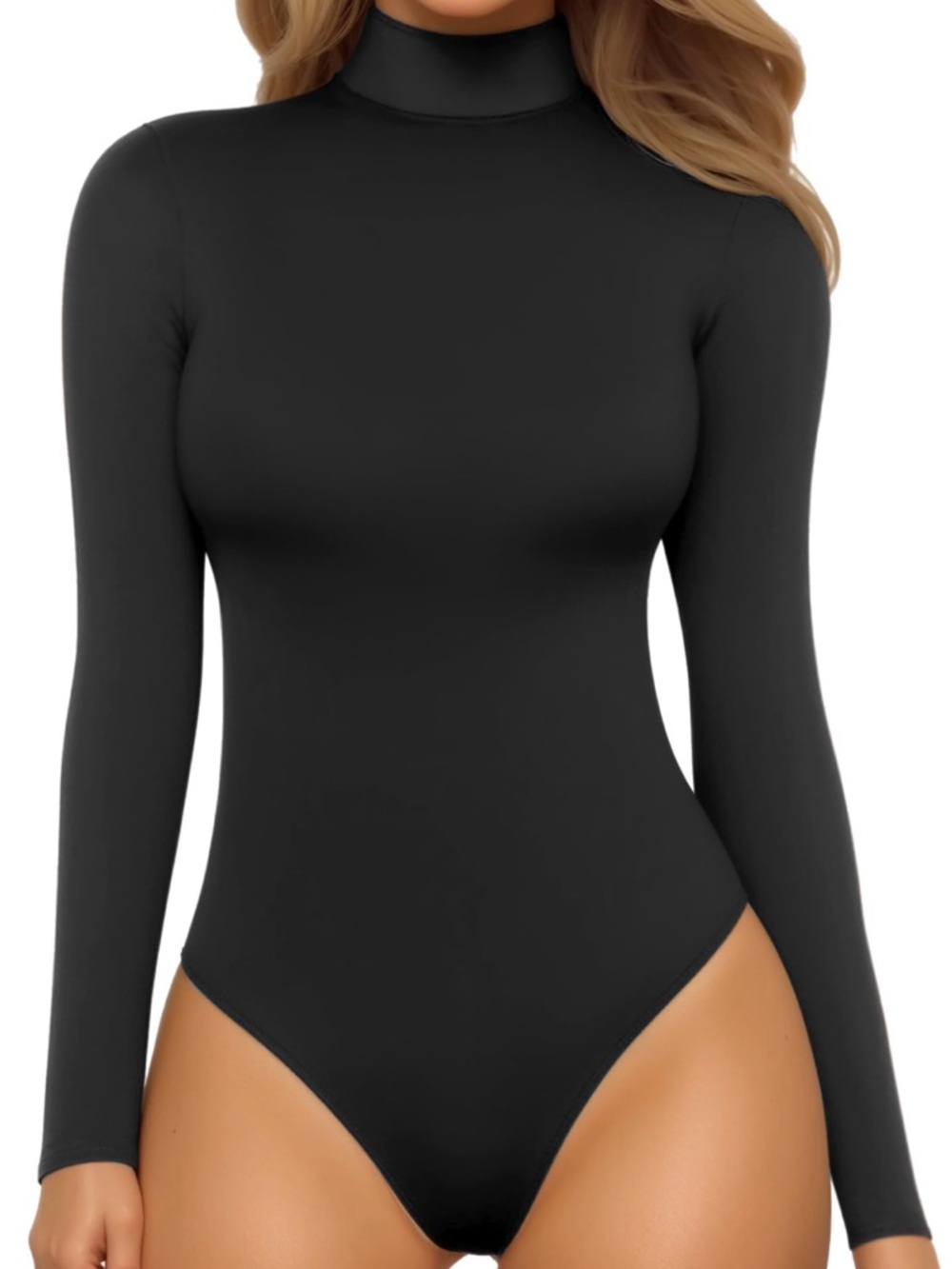 MANGOPOP Black Long Sleeve Turtleneck Bodysuit